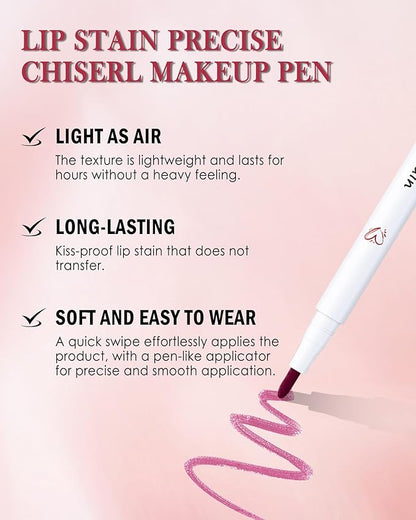 Lip Stain Liner Pen-Hydrating Lip Tint Stain Lip Makeup Tattoo Pencil,Matte Color Look,Longlasting Waterproof Lipstain Lipgloss,Precise Chisel Tip Smooth,Christmas Makeup Gift for Women-01+03+06