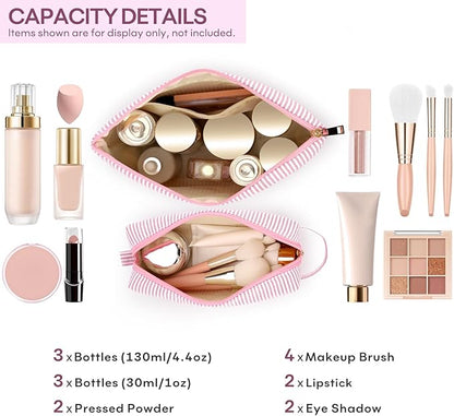 mibasies 2 PCS Initial Makeup Bags for Women: - Birthday Gifts for Teen Girls 11 12 13 14 15 16 Years Old - Preppy Trendy Stuff - Cosmetic Bag for Travel Toiletry - Pink M