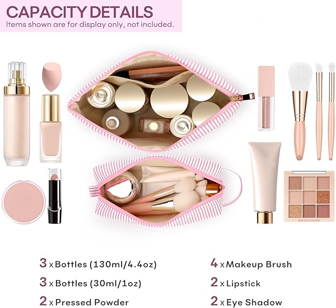mibasies 2 PCS Initial Makeup Bags for Women: - Birthday Gifts for Teen Girls 11 12 13 14 15 16 Years Old - Preppy Trendy Stuff - Cosmetic Bag for Travel Toiletry - Pink K