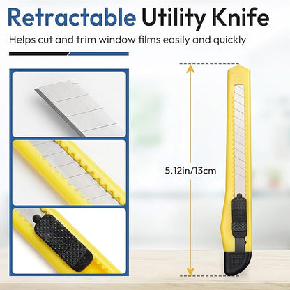 rabbitgoo Window Tint Kit, Window Privacy Film Installation Tint Tools, 3 Pieces Easy to Apply Frosted Glass Stained Glass Privacy Film Application Kit Include Squeegee, Utility Knife, Spray Bottle