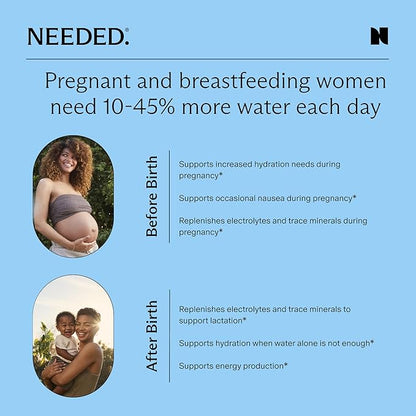 Needed. Hydration Support with Electrolytes & Trace Minerals – Electrolytes for Pregnancy & During Lactation - 30 Hydration Packets Lightly Sweetened with Real Fruit, Grapefruit