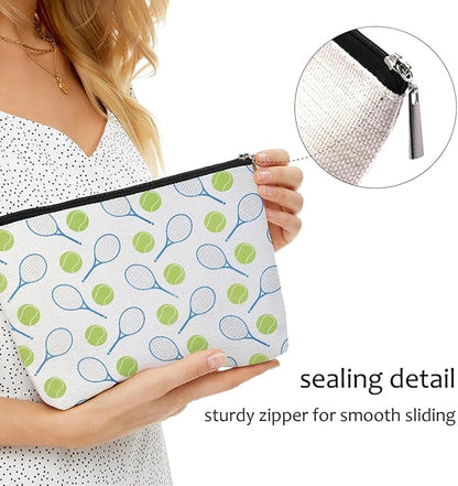 6 PCs Tennis Gifts, Inspirational Tennis Makeup Bag, Tennis Accessories Tennis Gift Cosmetic Bag Toiletry Bag, Tennis Player Graduation Birthday Gifts for Women Girls Tennis Lovers Sister Tennis Fans