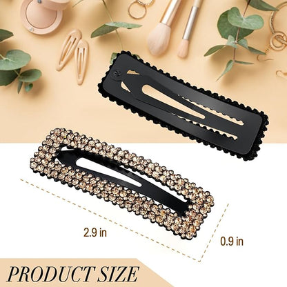Rhinestone and Crystal Hair Clips 2-Pack, Sparkly Barrettes & Elegant Bling Accessories for Women & Girls(Set8)