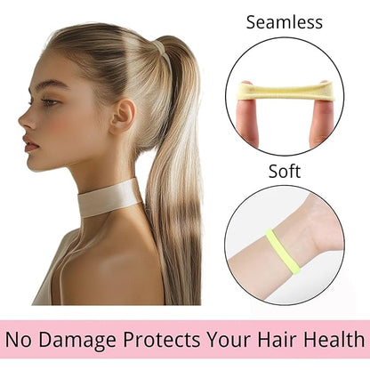 LuSeren 120 Pcs No Damage Thick Hair Ties, Large Soft Seamless Nylon Cloth Hair Elastics for Women - Neutrals 5