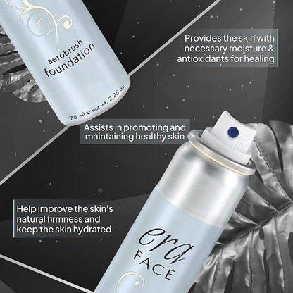 ERA Beauty Essentials Airbrush Makeup Collection (Era Face spray on Foundation - Y1 Vanilla + Era Primer + Sponge)