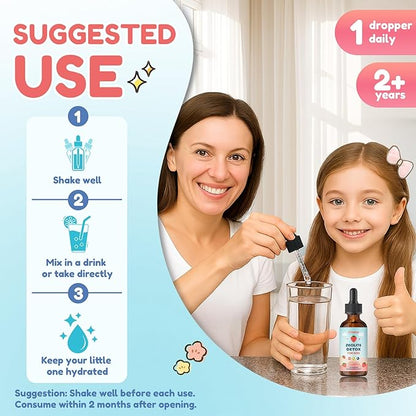 Zeolite Detox for Kids, Gentle Wellness Support, Zeolite with Methyl B12, Vitamin D3 and C, Natural Zeolite Drops for Gut and Focus Support, Natural Flavor, 2oz