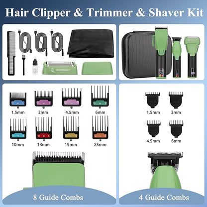 Professional Hair Clipper & Hair Trimmer & Foil Shaver Kit, Beard Trimmer Clippers and Trimmers Set, Cordless Mens Clippers for Home, Barber