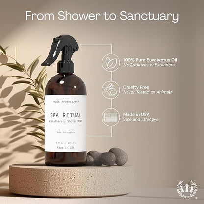 Muse Apothecary Spa Ritual Pure Eucalyptus Oil Shower Mist - Eucalyptus Spray for Shower, Spa, Bath, and Linen - Aromatherapy Eucalyptus Essential Oil Spray - 2oz