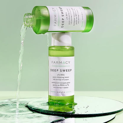 Farmacy 2% Salicylic Acid Toner for Face - Deep Sweep Gentle BHA Exfoliant for Oily Skin - Refines Texture with Papaya Enzymes & Moringa Water for a Healthy-Looking Complexion (50ml)