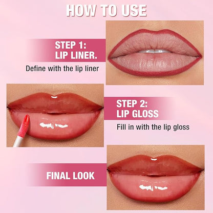 Jolilab Matte Lip Liner Lip Oil Set, Lip Makeup Set Natural Smooth Long-Lasting And Hydrating Beauty Daily Cosmetics Gift for Girls Easy-to-Use(9pcs)