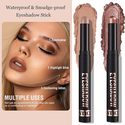 Nude Eyeshadow Stick, Matte Cream Eyeshadow Pencil Makeup, High Pigmented Crease-proof Eye Shadow Brightener Stick, Hypoallergenic Waterproof Long Lasting eye Highlighter stick(19# Light Taupe)