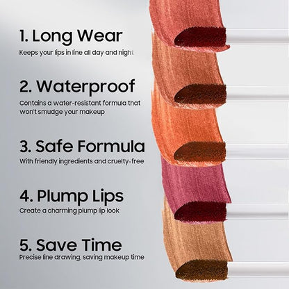 Lip Liner Stain Peel off - Waterproof & Long Lasting Peel Lip Stain Non-Stick Cup, Enhancing Complexion & Nourishing for All Skin Types, Create A Natural Lip Color (Rose, 1 Count)