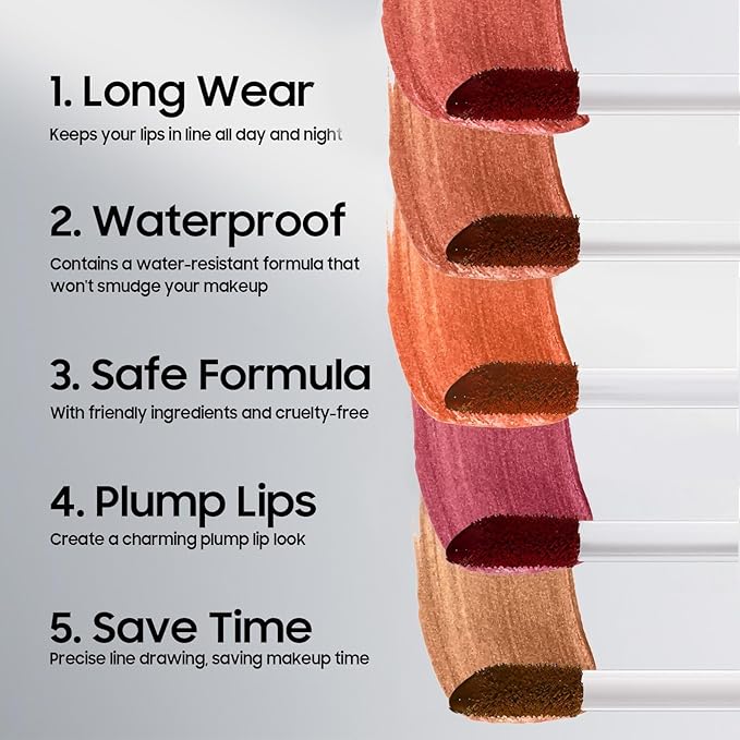 Lip Liner, Lip Liner Stain Peel off, Waterproof & Long Lasting Peel Lip Stain Non-Stick Cup, Enhancing Complexion & Nourishing for All Skin Types, Create A Natural Lip Color (Mauve, 1 Count)