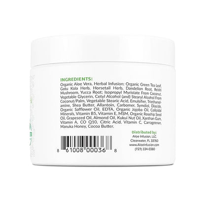 Aloe Infusion Aloe Vera Face & Body Cream – Natural Moisturizer for Dry, Sensitive & Irritated Skin – Hydrating, Non-Greasy Lotion with Shea Butter & Manuka Honey – After-Sun Care & Eczema Cream