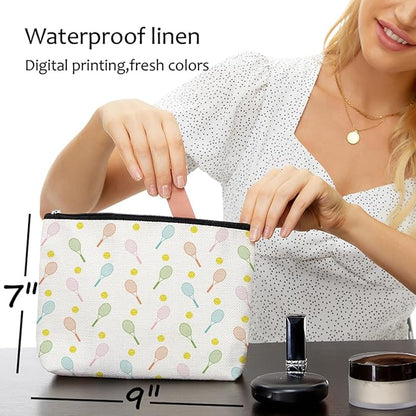 6 PCs Tennis Gifts, Inspirational Tennis Makeup Bag, Tennis Accessories Tennis Gift Cosmetic Bag Toiletry Bag, Tennis Player Graduation Birthday Gifts for Women Girls Tennis Lovers Sister Tennis Fans