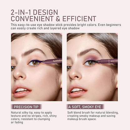 2Pcs Perfect Color Duo-Shadow Liner 2-in-1 Eyeliner & Eyeshadow, Effortless Smoky or Natural Eye Makeup, Waterproof & Smudge-Proof Shadow Liner Duo (B)