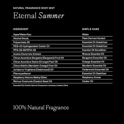 Each & Every Hair and Body Mist for Women and Men - 100% Natural Fragrance Body Spray for Women - Vegan & Cruelty-Free - Eternal Summer Scent (Coconut & Lime)