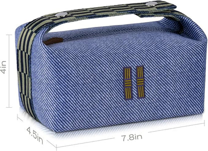 Fashion Makeup Bag for Women, Orange Red Canvas Make up Travel Bag, Hanging Cosmetic Bag Organizer for Wome