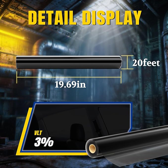 ARANA Nano Ceramic Window Tint Car 3% Percent, Automotive 3% Window Tints Professional Privacy Film for Car Trucks, 99% UV Heat Blocking Anti Glare & Scratch 20" in x 20'Ft