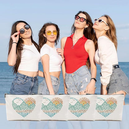 4pcs Camping Gifts for Women Makeup Bag, Travel Essential Cosmetic Bag Camping Essentials Birthday Gifts for Women Female Girls Sister BFF, Outdooor Enthusiasts Toiletry Bags