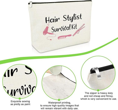 Hairdresser Gifts Hair Stylist Makeup Bag Inspirational Gifts for Hairstylist Hair Dresser Cosmetic Bag Retirement Presents for Hairdresser Cosmetology Graduation Presents Travel Cosmetic Pouch