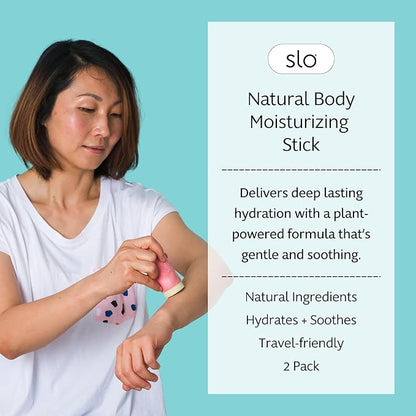 Slo Natural Moisturizing Stick | Body Balm with Organic Ingredients | Hydrating Nourishing | Coconut, Cocoa Butter & Antioxidants | Travel-Friendly | Rose Vanilla & Lavender Jasmine | 2x2.1oz/60g