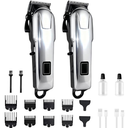 2 Pack Hair Clippers for Men Cordless Clippers for Hair Cutting Rechargeable Beard Hair Trimmer LED Display stocking stuffers for men