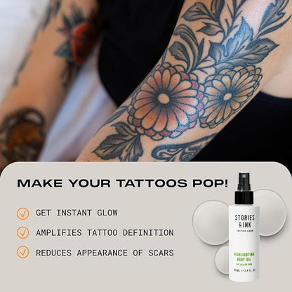 Stories & Ink Tattoo Care | THE ORIGINALS PACK | Fade-Fighting Regimen (Daily Moisturizer + Hydrating Body Oil + Vibrancy Serum) | Completely Hydrates, Highlights and Defines your Ink