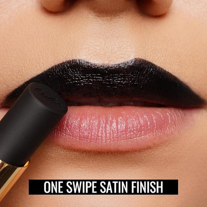 Oulac Black Lipstick for Women, Halloween Matte Lipsticks, Full Coverage Lip Color, Satin Matte Finish, Cream Texture, Hydrating, Infused with Hyaluronic Acid, Vegan & Clean Beauty 4g SG16