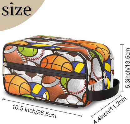 Sport Baseball Portable Travel Toiletry Bag, Volleyball Soccer Ball Cosmetic Organizer Makeup Bag Shower Shaving Bag for Men Women