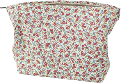 Large Capacity Cotton Printed Makeup Bag - Travel Cosmetic Pouch & Toiletry Organizer with Zipper, Perfect for Daily Use or as a Gift