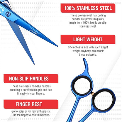 Jimy 6.5" Hair Scissors Professional – Ultra Sharp Razor Edge Stainless-Steel Scissors to Cut Hair – Ergonomic Design Salon Quality Hair Shears for Men, Women & Barbers
