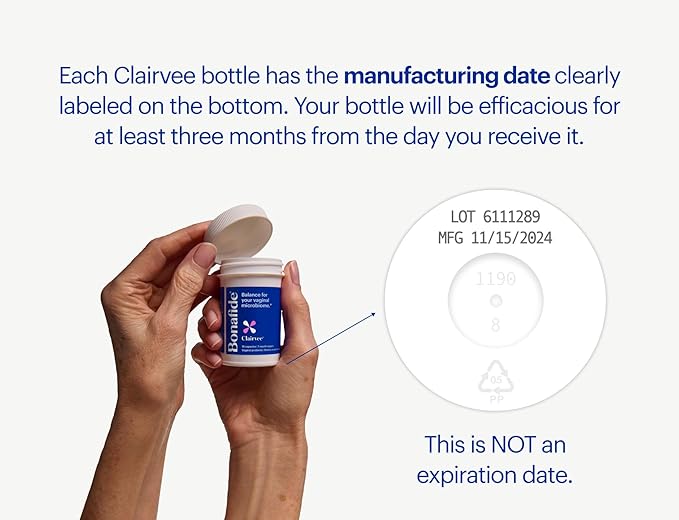 Bonafide Clairvee Vaginal Probiotic for Relief from Odor, Itching & Discharge, 1-Month Supply (15 Capsules)