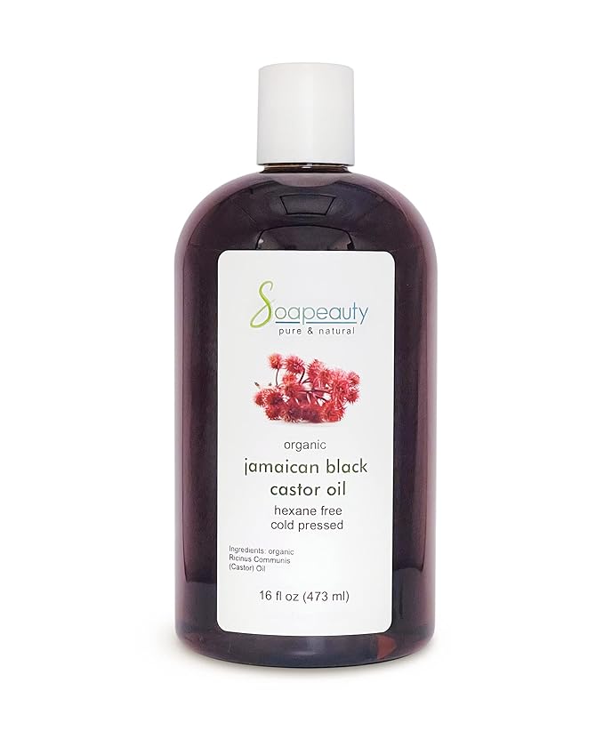 Soapeauty JAMAICAN BLACK CASTOR OIL Cold Pressed Unrefined | 100% Pure Natural Black Castor Oil Promotes Healthy Skin & Hair | Carrier Oil & Strengthens Nails | 16 fl oz