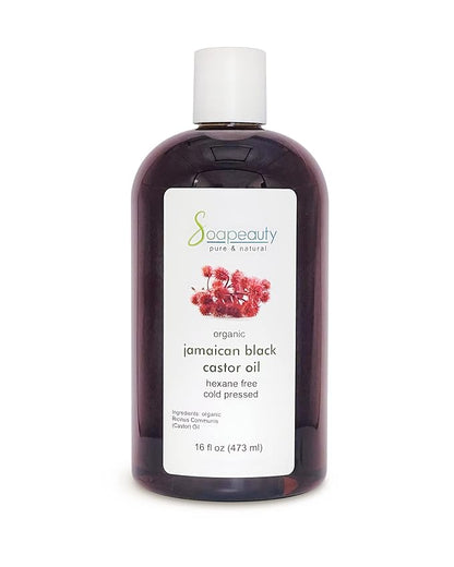 Soapeauty JAMAICAN BLACK CASTOR OIL Cold Pressed Unrefined | 100% Pure Natural Black Castor Oil Promotes Healthy Skin & Hair | Carrier Oil & Strengthens Nails | 16 fl oz