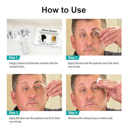 Sport Eyebrow Colorant, Men's Long Lasting Treatment to Cover Gray Brow Hairs, Light Brown