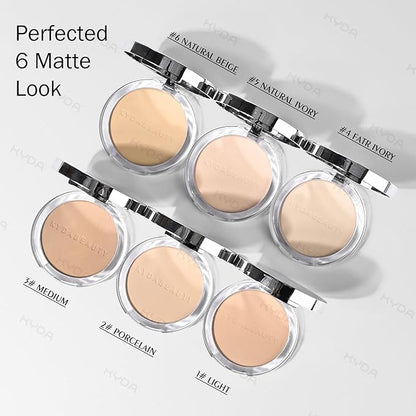 KYDA Mineral Powder, SPF 35, 4-in-1 Mineral Pressed Powder Foundation with Concealer and Setting, Matte Weightless Pressed Foundation, Light to Medium Coverage, NATURAL BEIGE