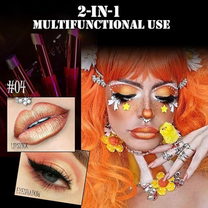 Shimmer Peach Orange Pale Gold Lipstick Long Lasting Metallic Lip Liner Shimmer for Women Makeup Double Colors Eyeshadow Stick Hydrating Highly Pigmented Coverage Non Stick Cup Lips makeup