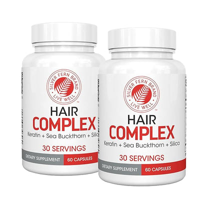 Silver Fern Hair Complex Hair Supplement for Promoting Healthy Hair - Each Bottle Contains 30 Days of Powder Supply - 2 Bottles