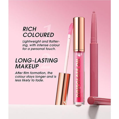 Pink Lip Liner Waterproof Lip Kit With Lip Liner and Gloss Long Lasting Pluming Smudge proof Highly Pigmented Lip Liner Set with Lipgloss (09# Pink)