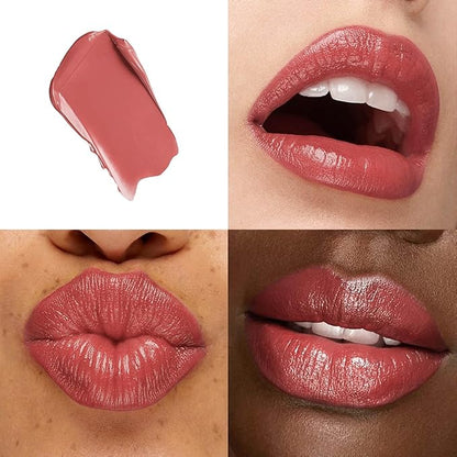 2-Pack Moisturizing Coral Red & Nude Lipstick Set – Hydrating Creamy Lip Color for Dry, Cracked Lips, Weightless Glossy Lip Balm with Vitamin E, Long Lasting Vegan Lipstick