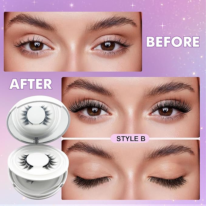 Hunnyfit Magnetic Lashes, Magnetic Eyelashes with Applicator, Magnetic Eyelashes Natural Look,Reusable Magnet Lashes No Glue Needed Soft Lashes Kit for Women(Natural+Simple)