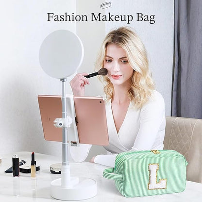 YOOLIFE Graduation Gifts for Women Teen Girls - Graduation Gifts for Her, Graduation Party Favor, Personalized Monogram Initial Green Makeup Bag for Teen Girl Gifts Trendy Stuff, Girls Makeup Bag G