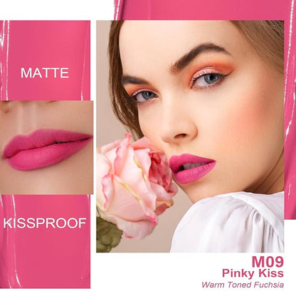 Oulac Matte Liquid Lipstick 2 PCS Set, Long Lasting Lipstick Waterproof Lip Stain, No Transfer, Creamy High Pigmented Formula with Rose Oil, Vegan [M09+M25]