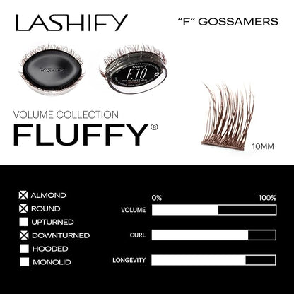 Lashify Fluffy 10mm Gossamer DIY Eyelash Extensions Refill, Chocolate Color, Easy False Lashes To Add Fullness and Dimension