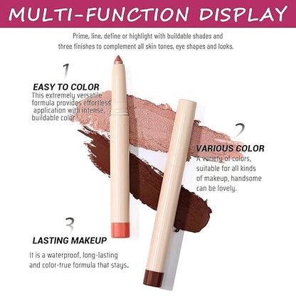 Rose Gold Eyeshadow Makeup, Waterproof Hypoallergenic Long Lasting Eye Liner, Highlighter Matte Cream Eye Shadow Stick, Glitter Primer Palette Shimmer Eyeliner Pen