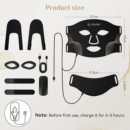 FOLOKE LED Light Therapy Mask Skin Care, 103 3-in-1 Fusion LED Beads, LEDs face mask & neck mask Infrared Red - Wavelength for Home Use, – Advanced Skincare Made Easy(Licorice)