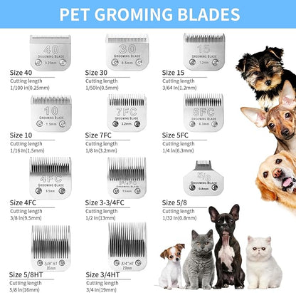 3 Pcs Size 3-3/4FC Detachable Dog Grooming Blades, Compatible with Andis, Oster A5, Wahl KM10 Series Clippers, Cut Length 13mm, Silver(3-3/4FC 13mm, 3Packs)
