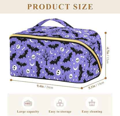 Makeup Organizer Bag, Halloween Bat Travel Makeup Bags Makeup Vanity Case Large Capacity Rhombus Cosmetic Toiletry Bag for Girl Women Ladies