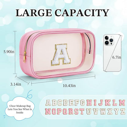 YOOLIFE Birthday Gifts for Kids | Travel Toiletry Bag | Pink Clear Makeup Bag for Teen Girls Kids Cosmetic Bags Gifts for 5 6 7 8 9 10 11 12 13 Year Old Girls Birthday Gifts for Girls Initial D